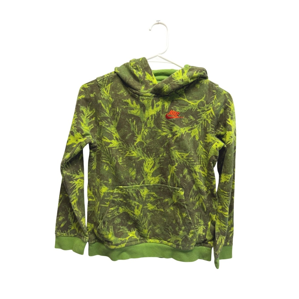 Nike Hoodie Abstract Leaf Print Medium Green Youth Boys